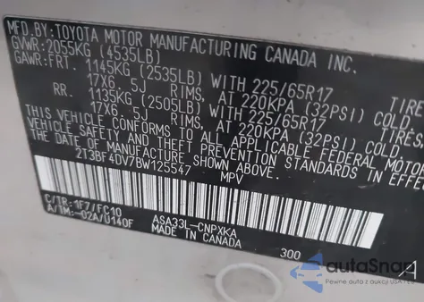 2011 Toyota Rav4 из США, поврежденный, VIN 2T3BF4DV7BW125547